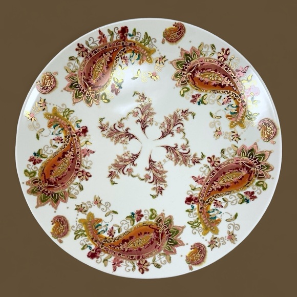 New Vintage LENOX Burnished Amber Shallow Dish Serving Platter Paisley China - Picture 1 of 7